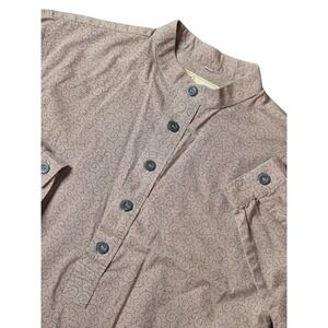 Scully Men's M Western Popover Shirt Brown Scroll Pattern Long Sleeve Cowboy